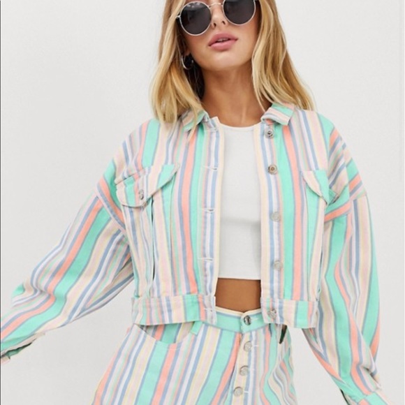 ASOS Pants - Missguided ASOS Two-piece Pastel Stripe Short Set